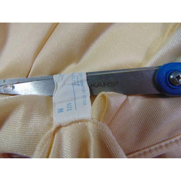 JC Penney Vintage Nylon Nightgown M Blush Beige Embroidered Gathered Bust 70s - Picture 9 of 12